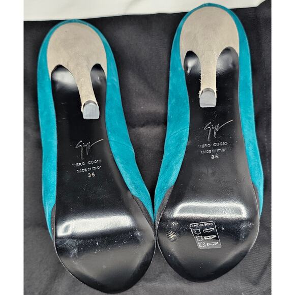 Giuseppe Zanotti Tricolor Suede Nana Platform Pumps. - Picture 8 of 11